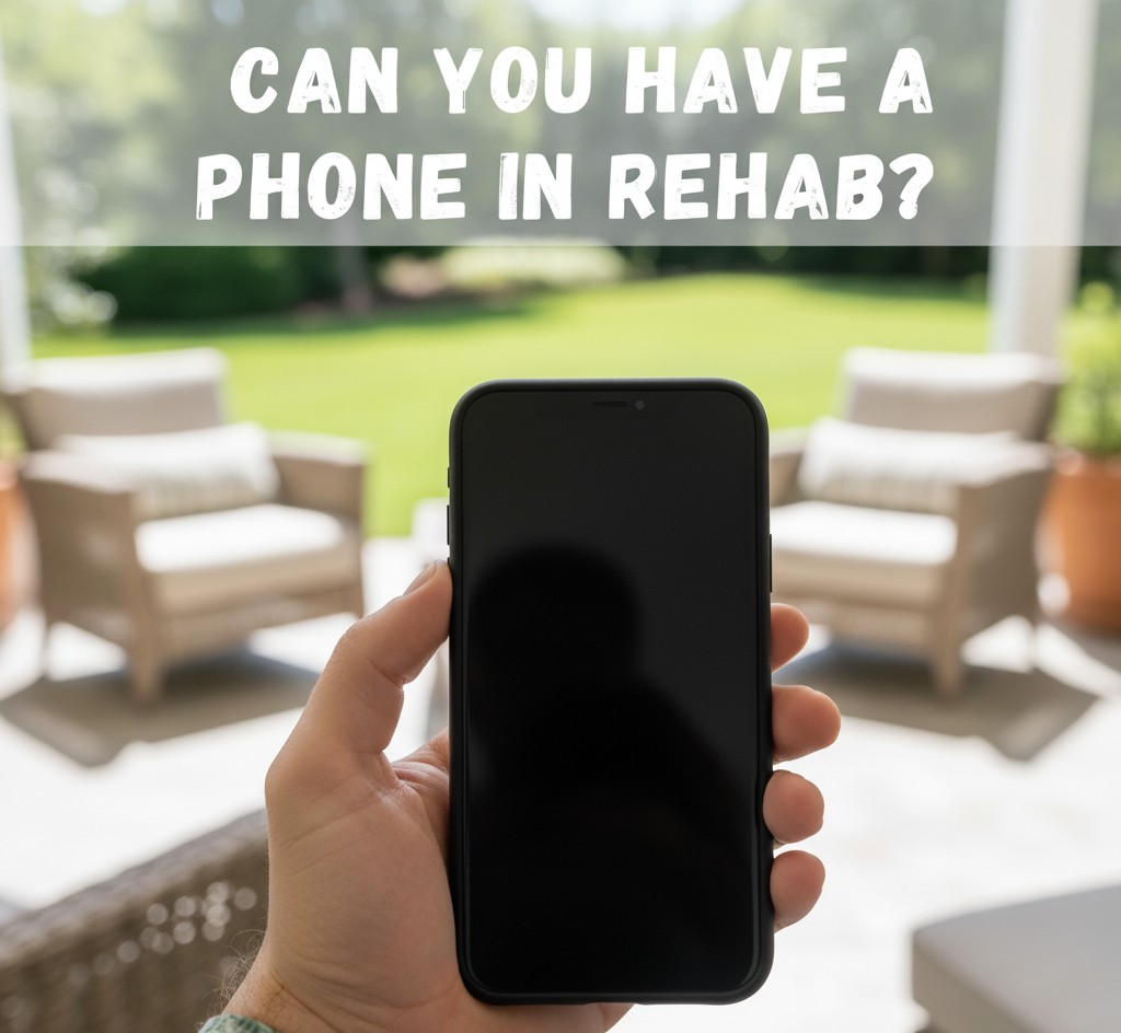 person holding a cellphone in a rehab facility